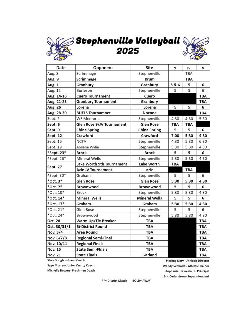 Bee Vball 2025 Sched 1